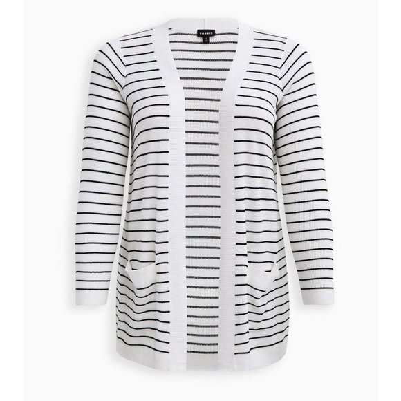 torrid Sweaters - TORRID White Black Stripe Open Front Cardigan Sweater sz 3X Women's Plus